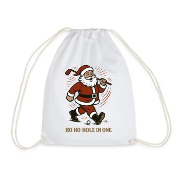 Santa Claus Golfing Ho Ho Hole In One Fun - Drawstring Bag - white - Front