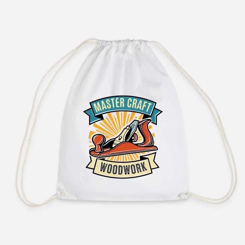 Woodworker Planer Craft Hobby Carpenter Design  - Drawstring Bag - white