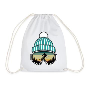 Retro Apres Ski Party Crew Snow Skiing Ski - Drawstring Bag - white - Front