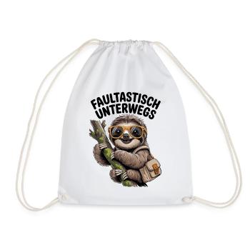 Faultastisch unterwegs mit Faultier und Humor  - Turnbeutel - Weiß - Vorne