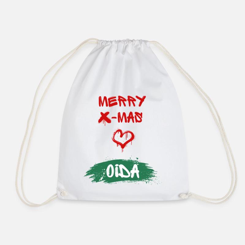 Xmas, Oida - Drawstring Bag - white