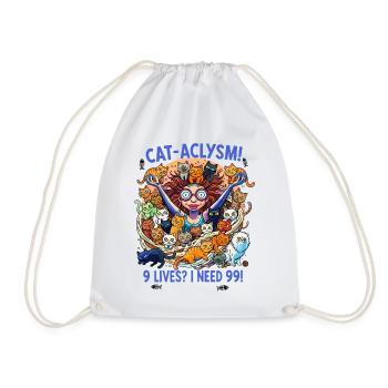 Crazy Cats Woman - CAT-ACLYSM! - Drawstring Bag - white - Front