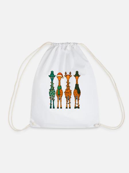 Giraffe Quartett Gemütliches Winterweihnachten - Turnbeutel - Weiß