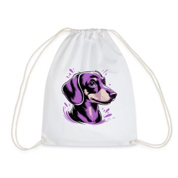 Purple Dog Pop Art Portrait - Drawstring Bag - white - Front