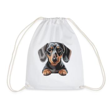 Dachshund Puppy Illustration - Drawstring Bag - white - Front