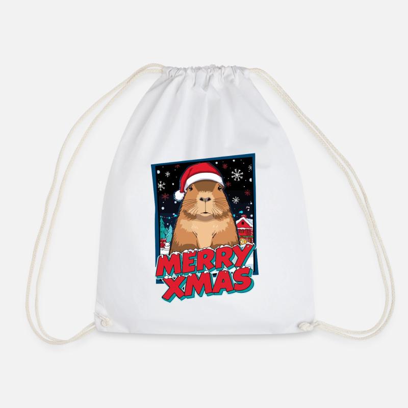 Capybara mit Santa Hut Weihnachten - Turnbeutel - Weiß