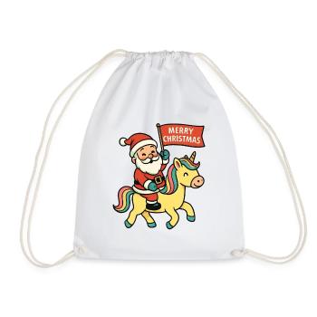 Cute Santa Claus rides unicorn Merry Christma - Drawstring Bag - white - Front