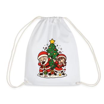 Dabbing Santa & Mrs Claus Kawaii Shirt - Turnbeutel - Weiß - Vorne