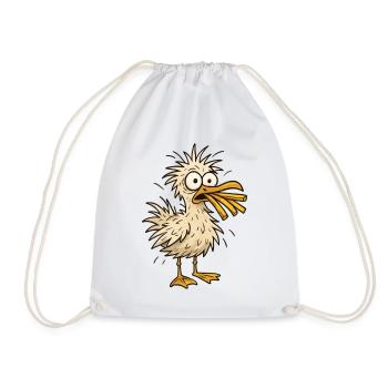 Funny seagull with fries - Drawstring Bag - white - Front