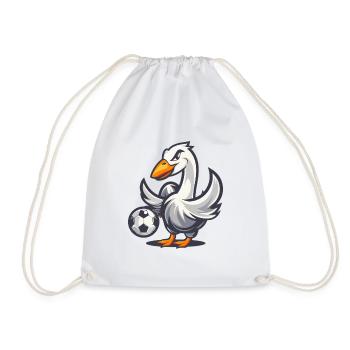 Ente mit Fußball Cartoon - Turnbeutel - Weiß - Vorne