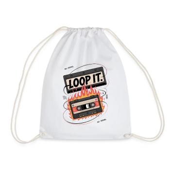Loop It Flames Cassette - Drawstring Bag - white - Front