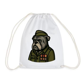 Bulldogge Veteran mit Medaillen Militär Maskottchen Kunst - Turnbeutel - Weiß - Vorne