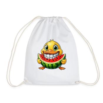 Merry Duck Watermelon Summer Delight - Drawstring Bag - white - Front