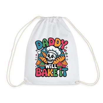 DADDY WILL BAKE IT Skull Bakery Design - Drawstring Bag - white - Front