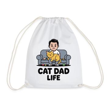 Cat Dad Life on the Sofa - Drawstring Bag - white - Front