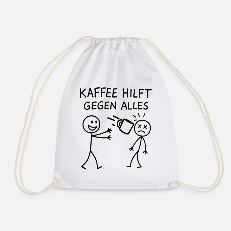 Coffee helps against everything stick figure - Drawstring Bag - white
