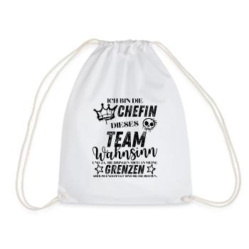 Leader of Team Madness – Sayings Design - Drawstring Bag - white - Front