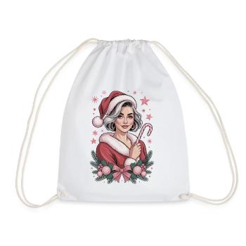 Madame Noël Bonbon, T-shirt de Noël, mignon - Sac de sport léger - blanc - Devant