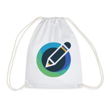 Abstract Circle Pencil Emblem - Drawstring Bag - white - Front