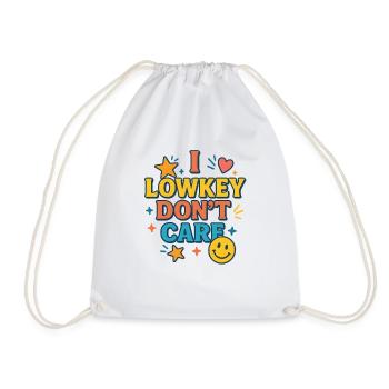 Lowkey Don’t Care Funny Saying  - Drawstring Bag - white - Front