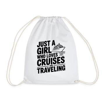 Just a Girl Who Loves Cruises and Traveling - Drawstring Bag - white - Front