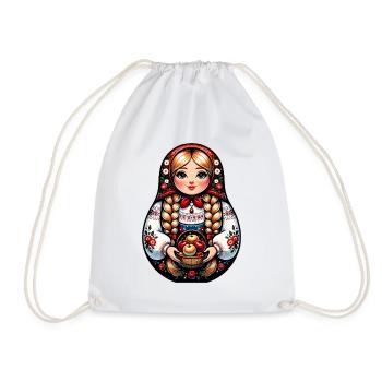 Matryoshka in Russian Matryoshka Doll Russian - Drawstring Bag - white - Front