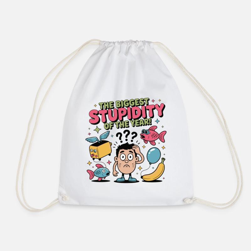Biggest Stupidity Of The Year - Drawstring Bag - white