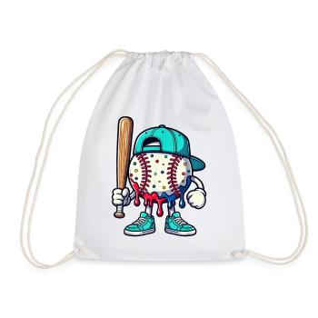 Schmelzendes Baseball-Maskottchen mit Schläger - Turnbeutel - Weiß - Vorne