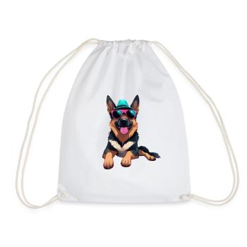 Sunglasses Shepherd Dog - Drawstring Bag - white - Front