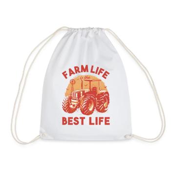 Farm Life is the Best Life Tractor - Drawstring Bag - white - Front