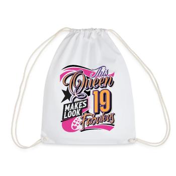 19th Birthday Queen Women - Drawstring Bag - white - Front