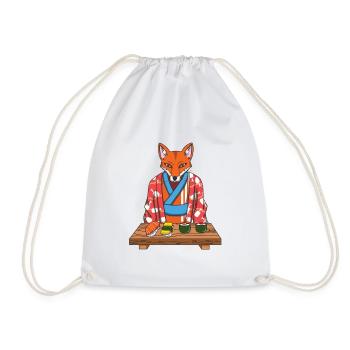 Sushi Fox Kimono Retro Anime Gourmet Japonais Cadeau - Sac de sport léger - blanc - Devant