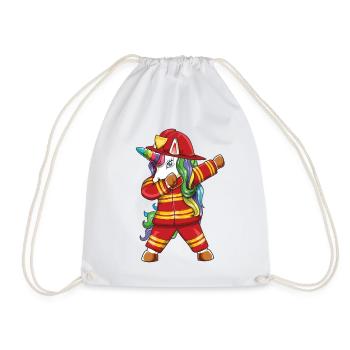 Dabbing Einhorn-Feuerwehrmann Papa Ersthelfer Gi - Turnbeutel - Weiß - Vorne