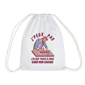 I Can't I Garage Humor DIY - Drawstring Bag - white - Front
