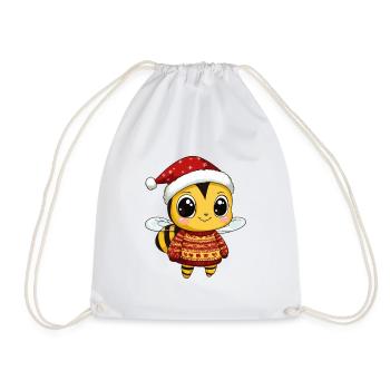 Bee Christmas Xmas - Drawstring Bag - white - Front