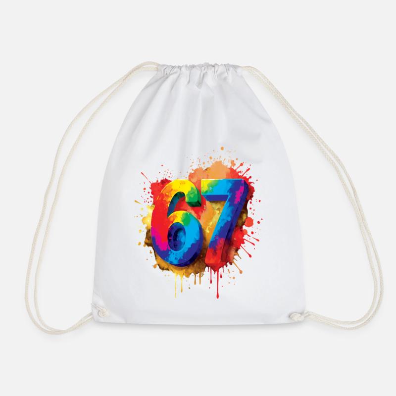 Nummer 67 Splash Colorful Design Nummer - Turnbeutel - Weiß