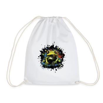 Farbklecks Frosch Neon Stil - Turnbeutel - Weiß - Vorne