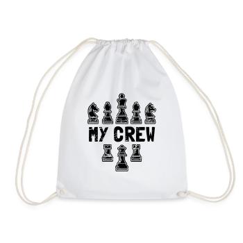 My Crew Chess Pieces Funny Strategist Graphic - Drawstring Bag - white - Front