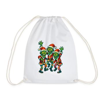 Funny Christmas Zombies in Santa Hat - Drawstring Bag - white - Front