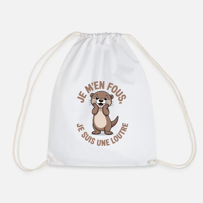 I don't care, I'm a funny otter - Drawstring Bag - white