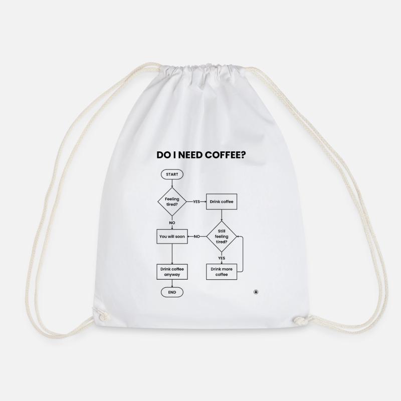 Brauche ich ein Kaffee-Flussdiagramm – Always Yes Gift - Turnbeutel - Weiß