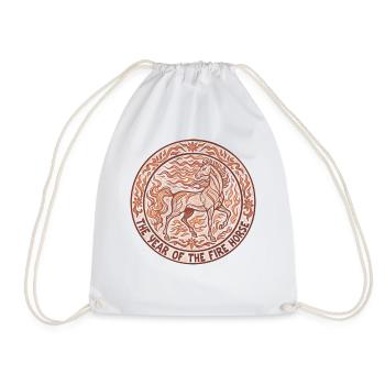 The Year Of The Fire Horse Design - Drawstring Bag - white - Front