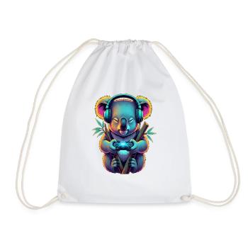 Koala Gaming Animal Video Games Funny Koala - Drawstring Bag - white - Front