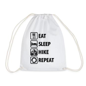 Eat Sleep Hike Repeat - Hiking - Mountains - Drawstring Bag - white - Front