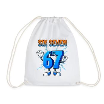 67 Gen Alpha Six Seven Italian 6 7 Brainrot - Drawstring Bag - white - Front