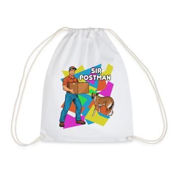 Selbstbewuster Postbote und Hund (PopArt) - Turnbeutel - Weiß - Vorne