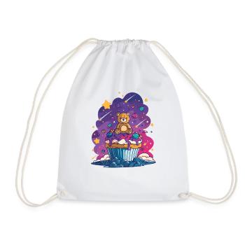 Teddy Bear Cupcake in the Cosmos - Drawstring Bag - white - Front