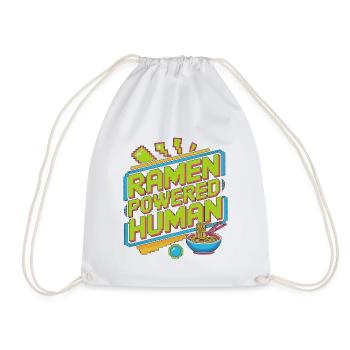 Ramen Powered Human Loves Noodle Bowl Ramen Chef - Drawstring Bag - white - Front