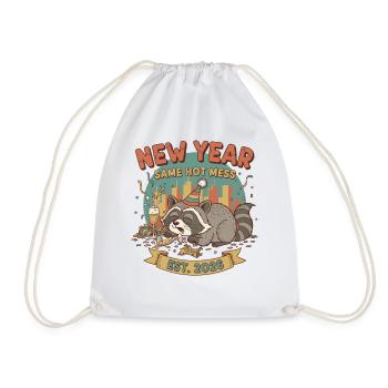 New Year Same Hot Mess Est. 2026 Celebration - Drawstring Bag - white - Front