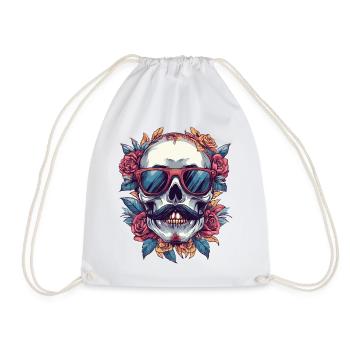 Tatouage du crâne squelette - Sac de sport léger - blanc - Devant